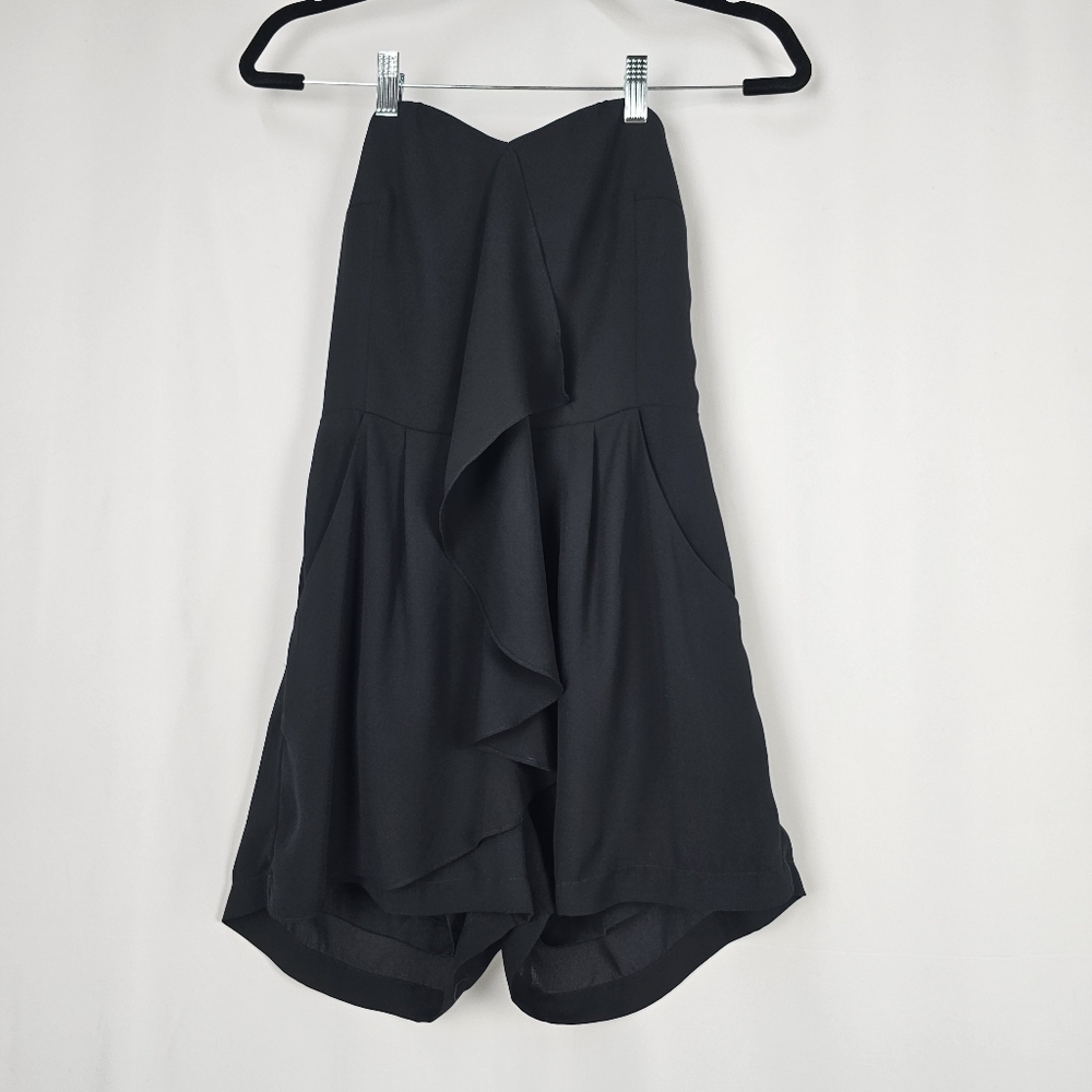 Express Strapless Romper Ruffle Front Size 4 Black